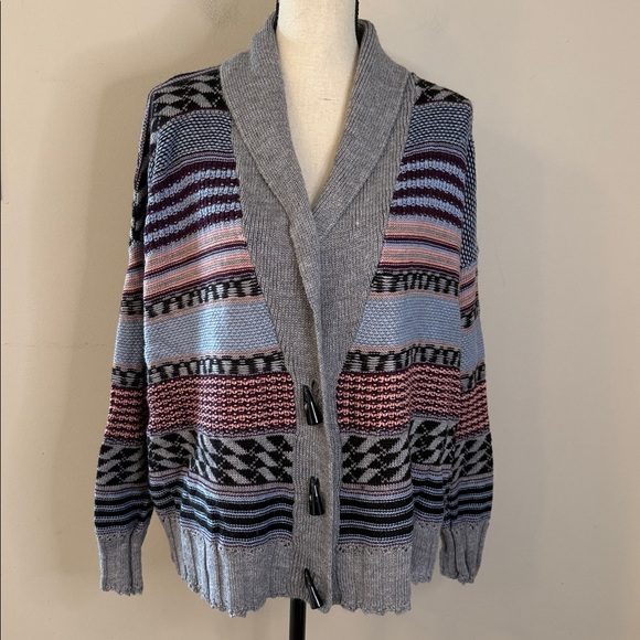 Kirra wool blend longline knit cardigan sweater Blue pink gray Black grandpa Med - Picture 1 of 11